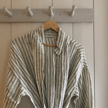 Load image into Gallery viewer, White &amp; Black Stripe Linen Robe

