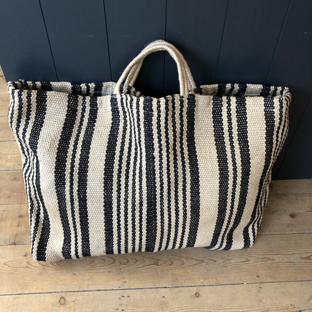 Maison Bengal X Large Jute Bag - Black Stripes