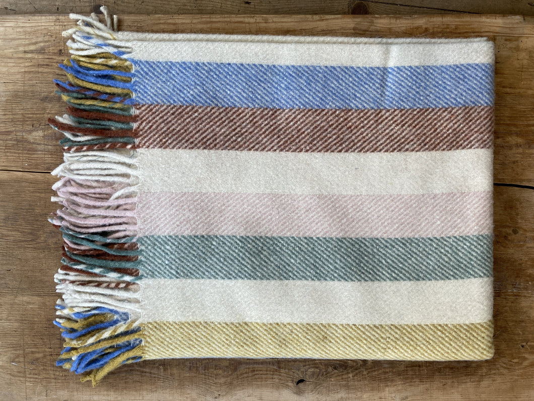 Tartan Blanket Co Rainbow Stripe Recycled Wool Blanket