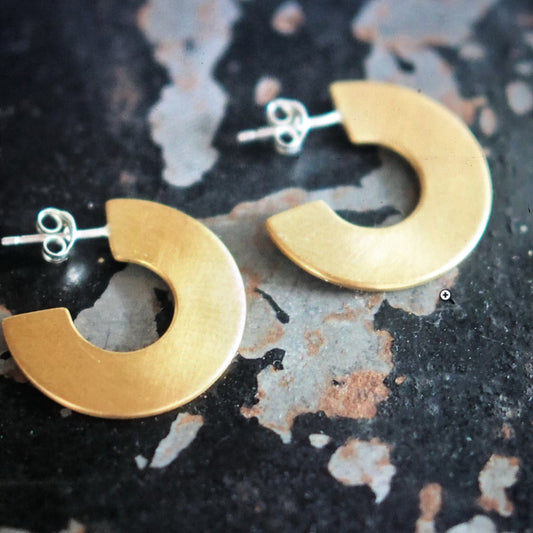 ROAKE STUDIO Astrid Silver & Brass Flat Hoop Earrings