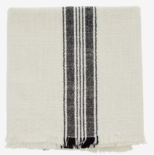 Madam Stoltz kitchen towel Striped Off White Black