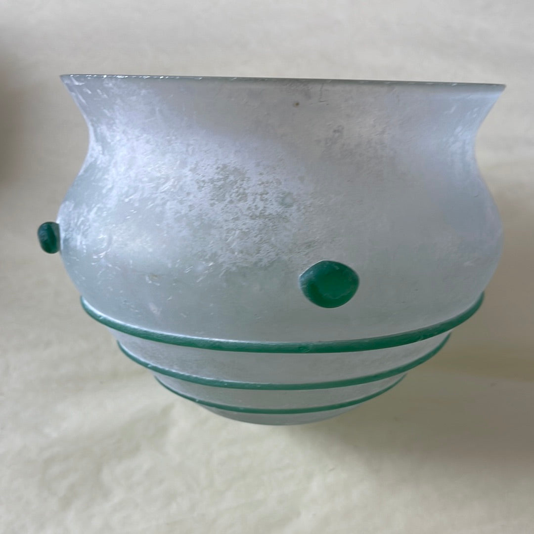 FBV small glass green swirl bowl