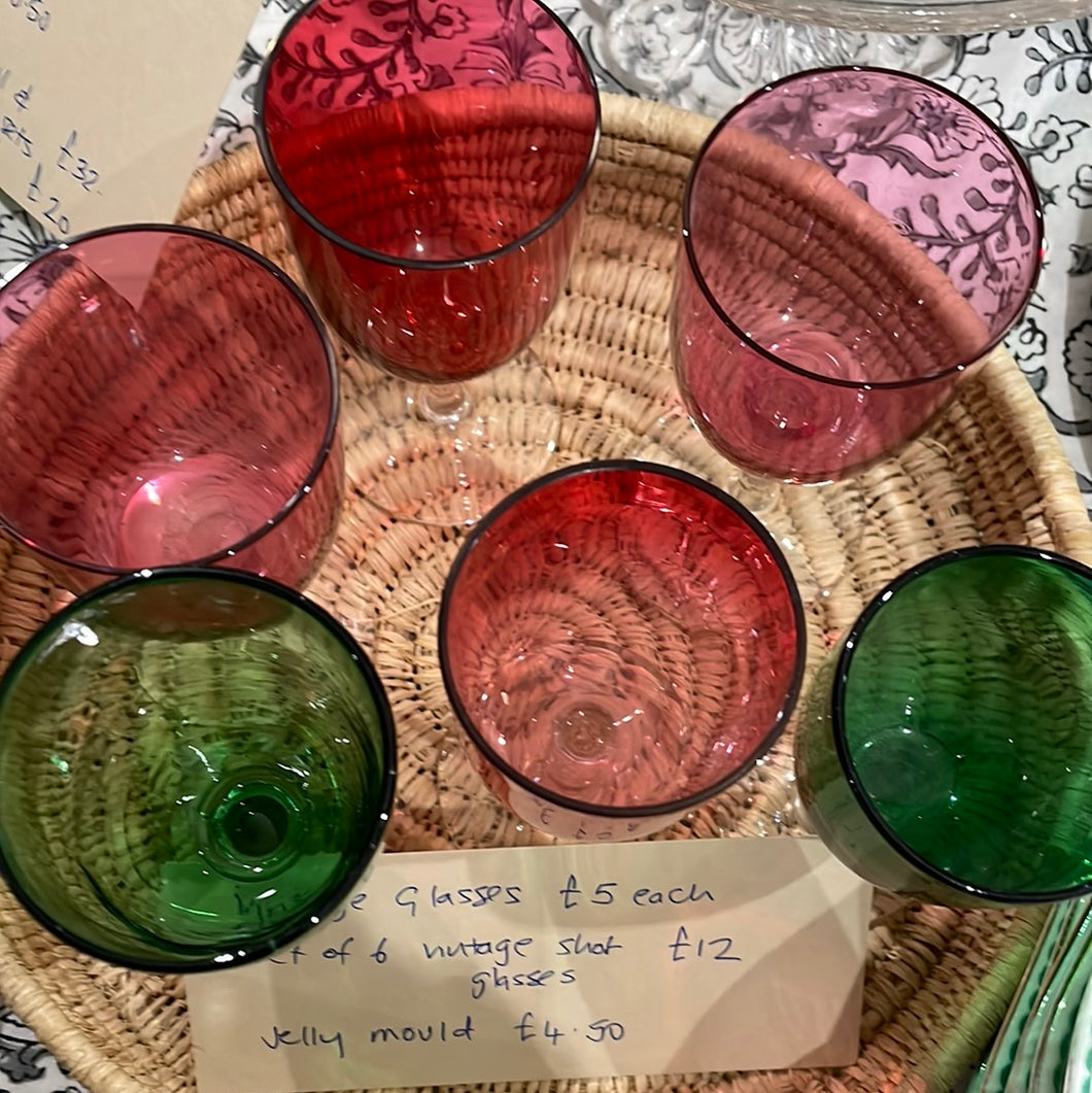 Flick Vintage Green and Cranberry glass