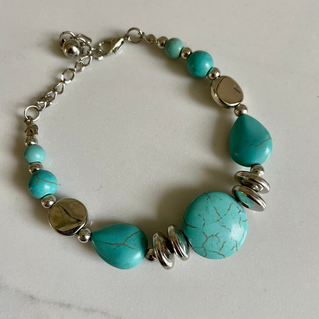 Maroc Jewellery Silver and Turquoise Bracelet
