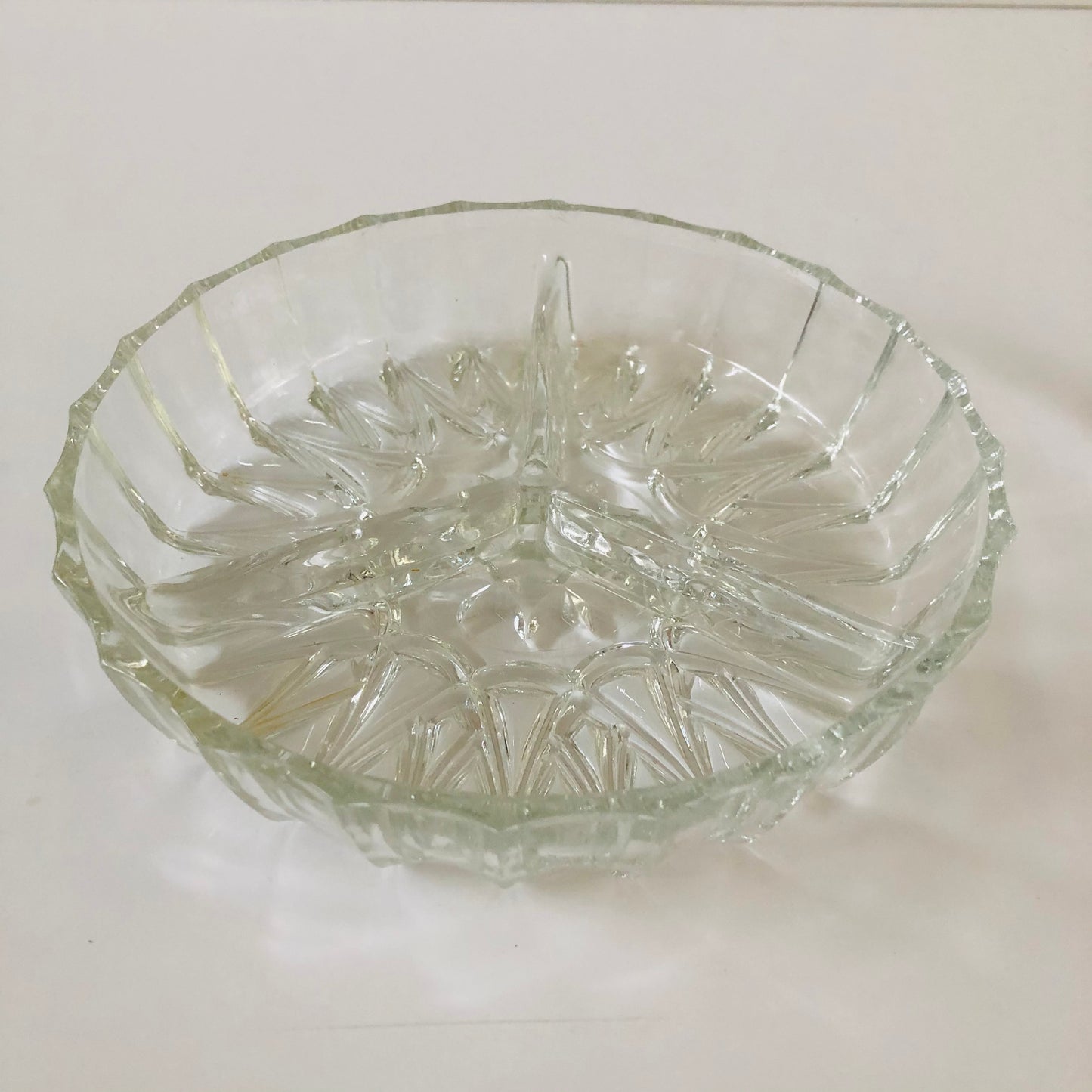 Vintage Cut Glass Snack / Dip Dish