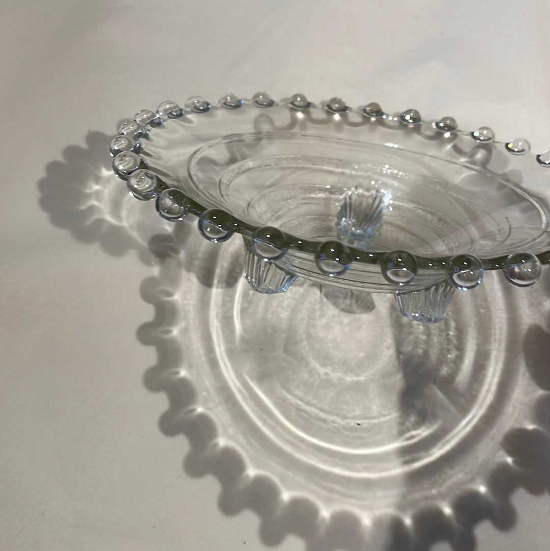 VINTAGE glass bobble edge dish