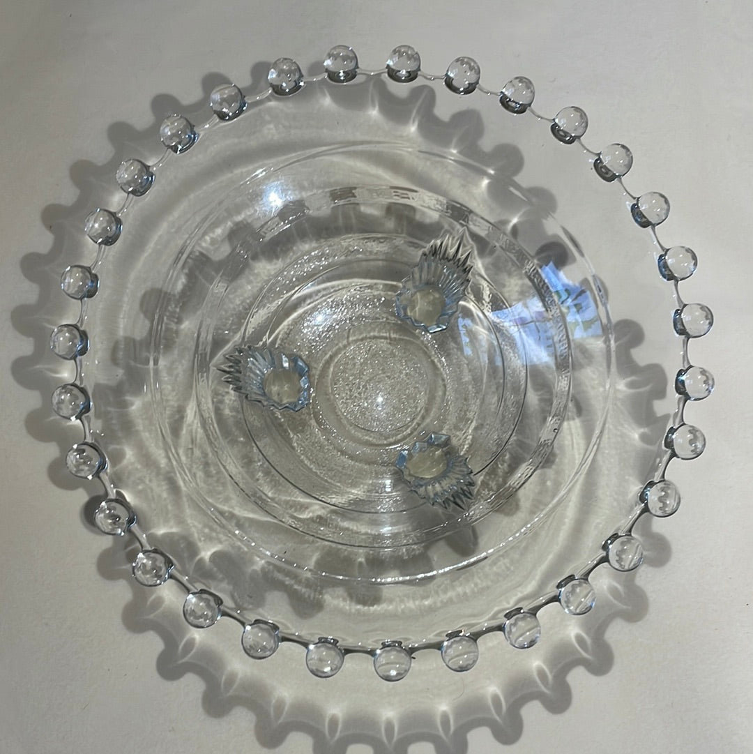 VINTAGE glass bobble edge dish