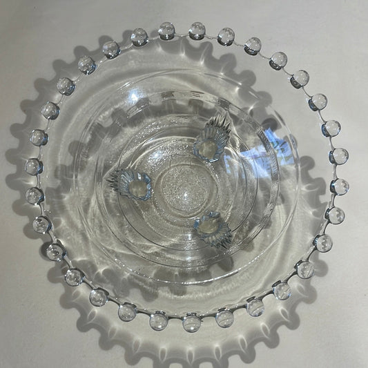 VINTAGE glass bobble edge dish