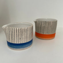 Load image into Gallery viewer, Charlotte Grinling Ceramics Orange /Blue Stripe collection
