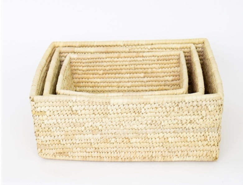 Afroart Palm rectangular basket set