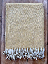 Load image into Gallery viewer, Tartan Blanket Co Mustard Herringbone Recycled Wool Blanket
