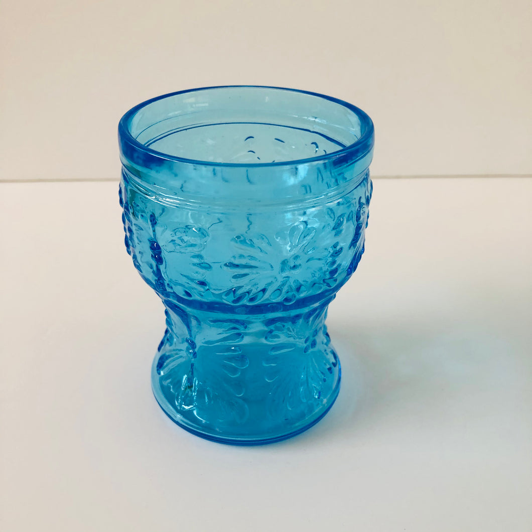 Vintage Blue Glass Dimple Tumblers