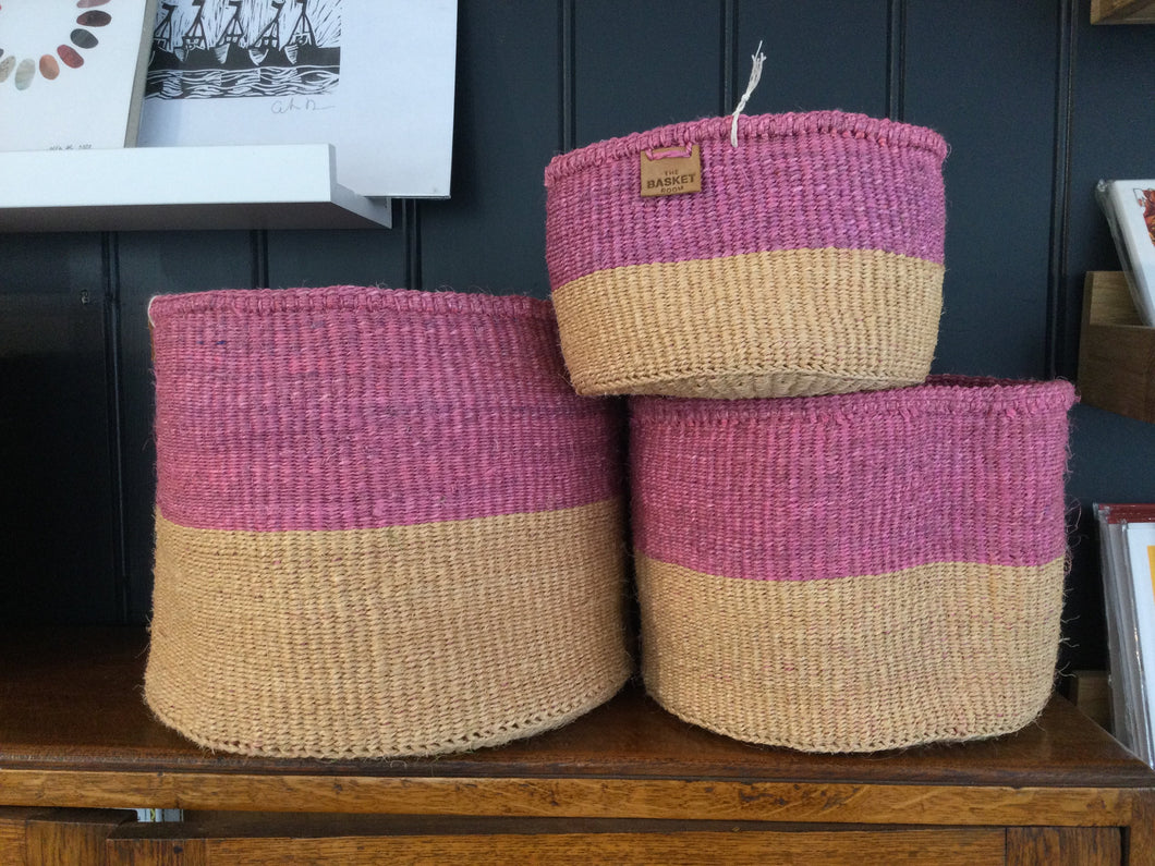 BASKET ROOM - Sand and dusty pink sisal basket