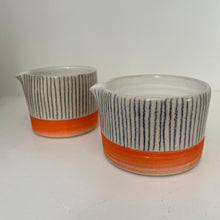 Load image into Gallery viewer, Charlotte Grinling Ceramics Orange /Blue Stripe collection
