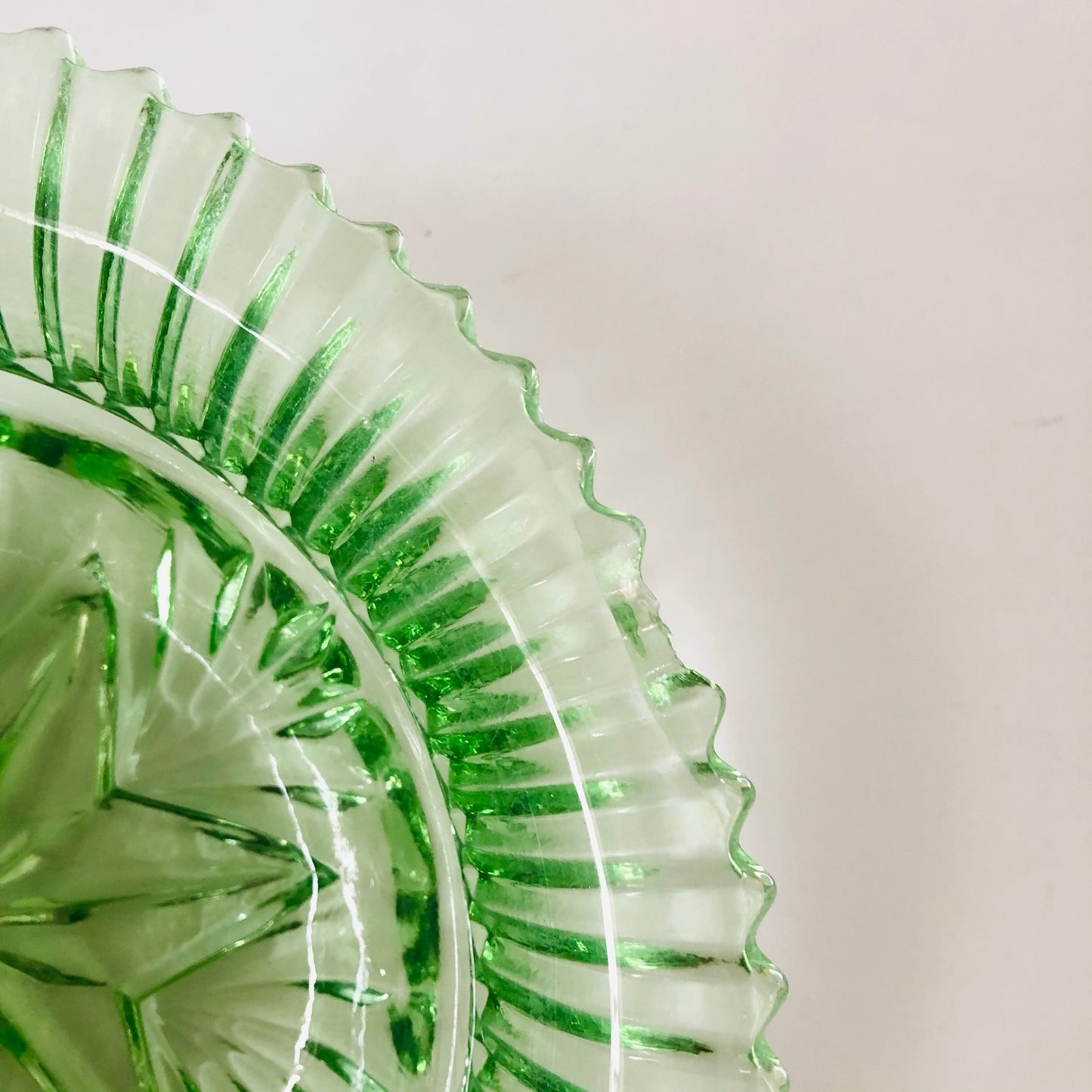 Vintage Green Glass Star Bowl
